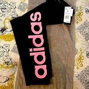 NWT- adidas LARGE black & pink tights!